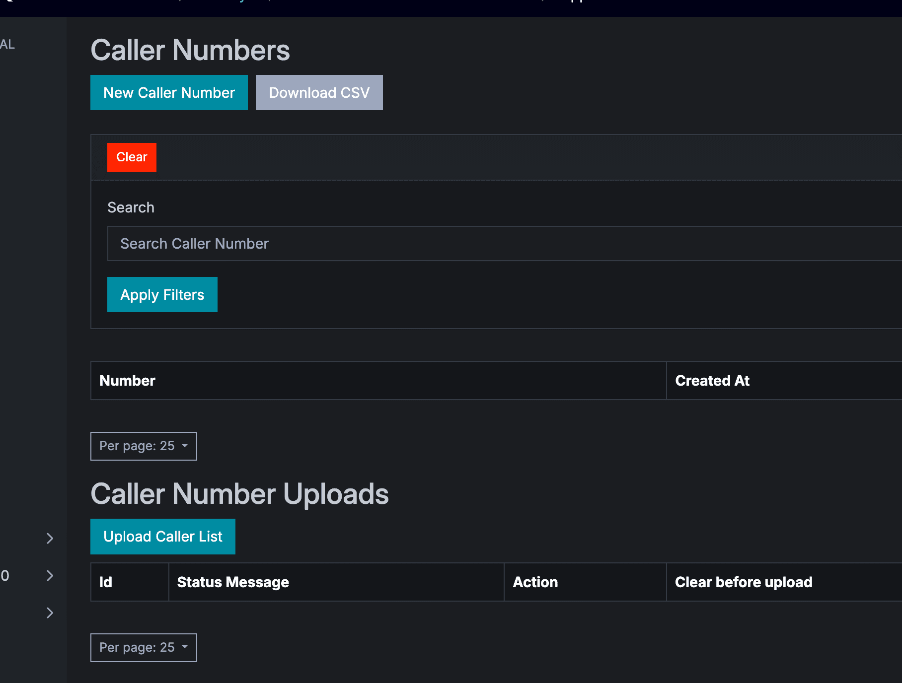 Download numbers from a Caller List