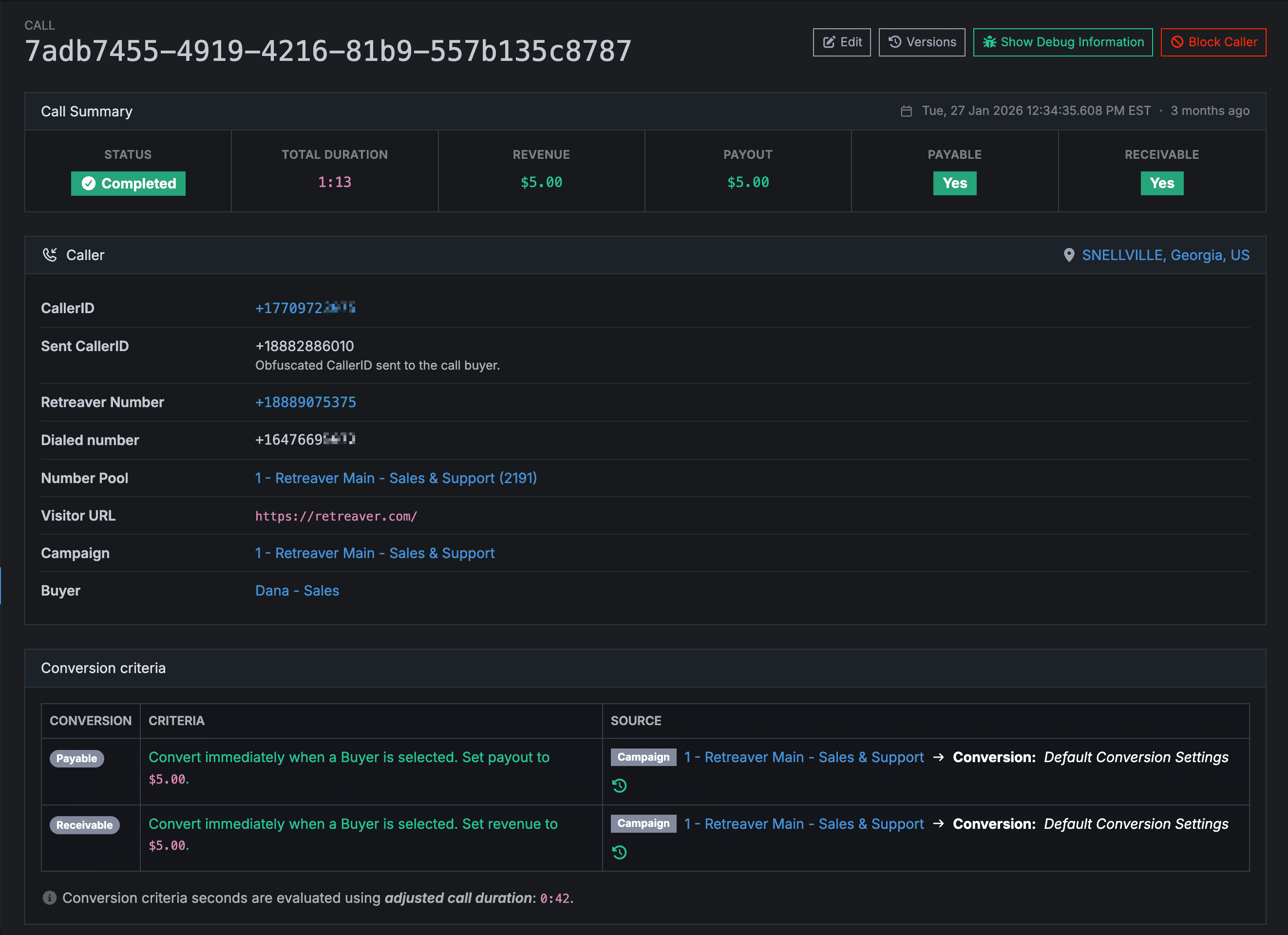 Redesigned Call Page
