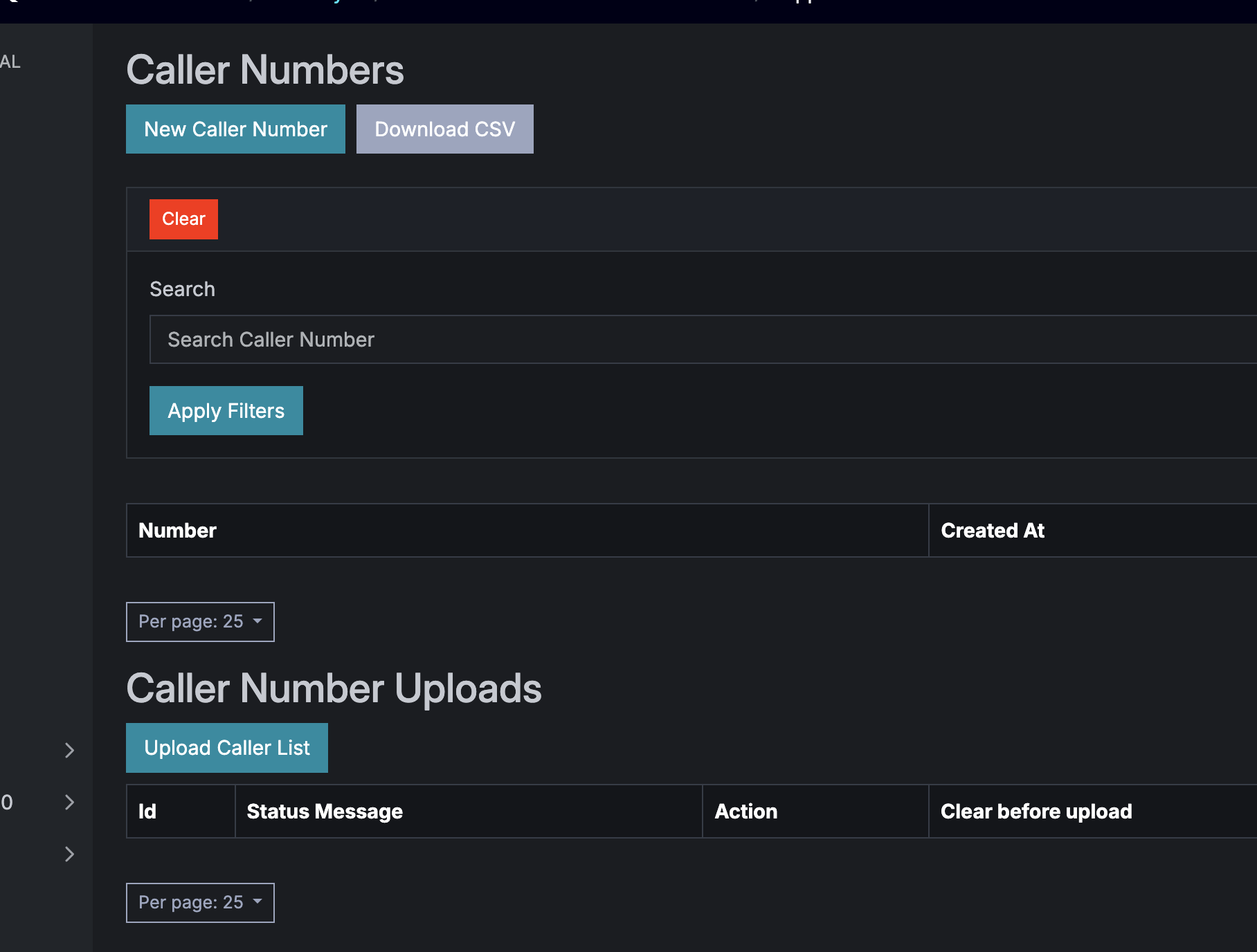 Download numbers from a Caller List