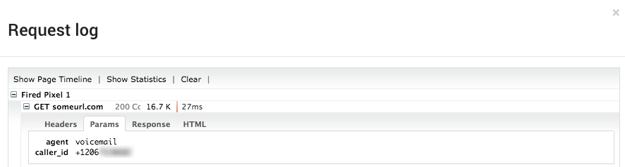Request log from test fire