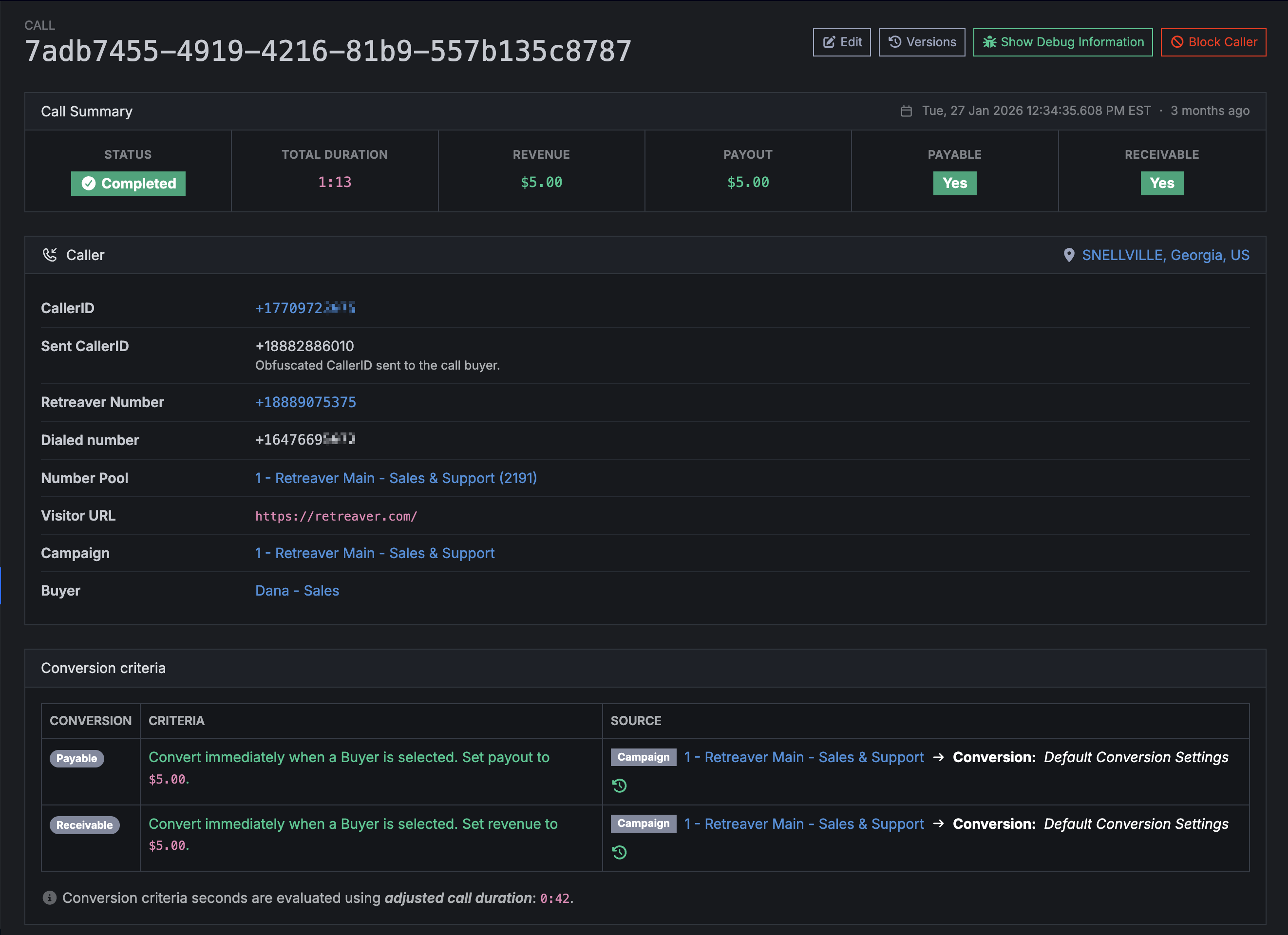 Redesigned Call Page