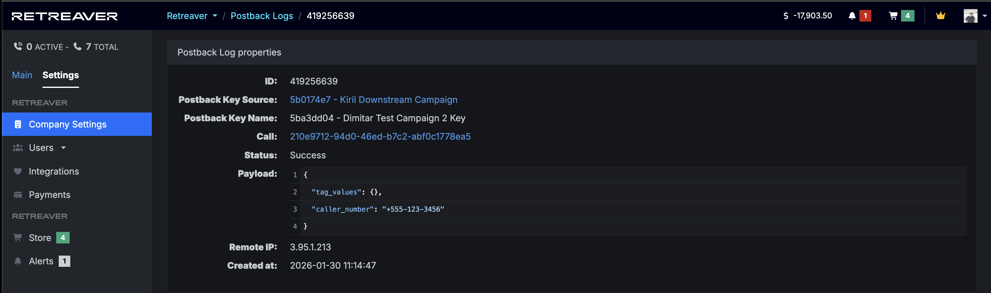 Postback properties